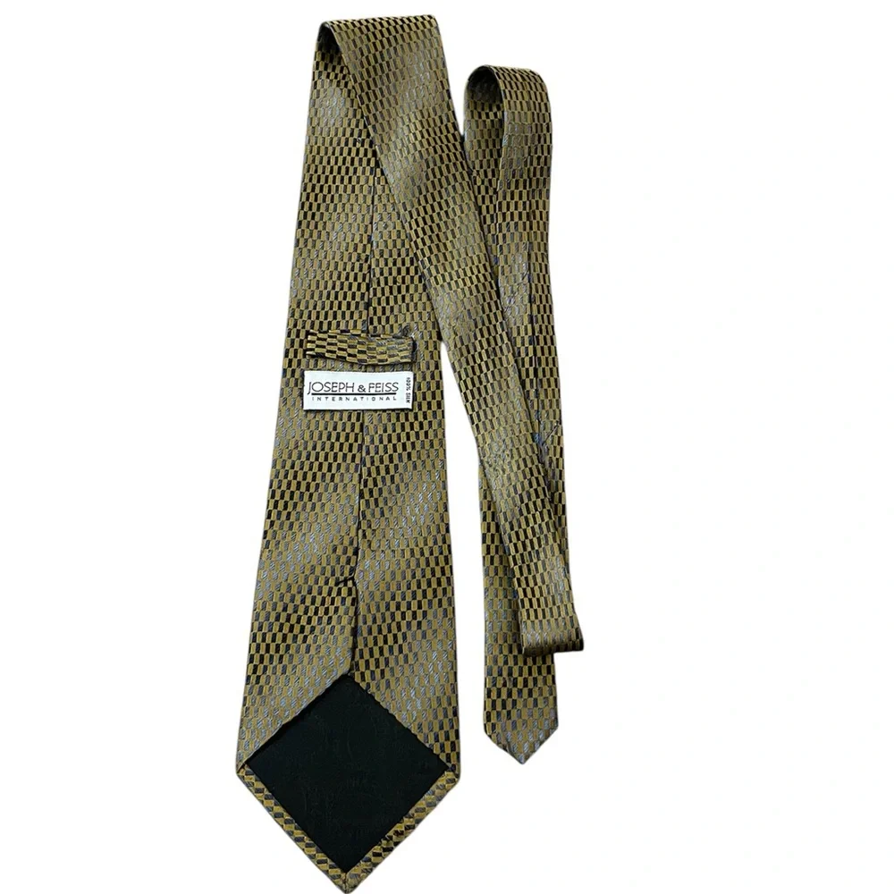 Joseph & Feiss 100% Silk Men's Gold and Black Patterned Tie